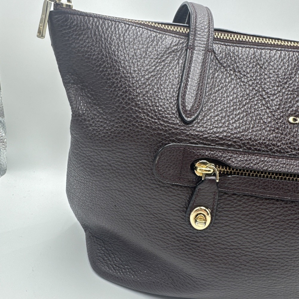 Coach Taylor Pebbled Leather Tote Bag Purse Brown-See‎ Photos 10Hx11W - Picture 5 of 14